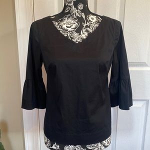 WHBM BLACK TOP HALF BELL SLEEVES.